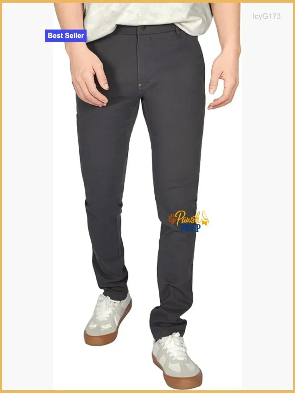 Men's Skinny Fit Chino Pants, Tapered Khaki Pants with Pockets